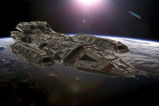 Illustration for article titled This Incredible Battlestar LEGO Model is Ten Feet Long